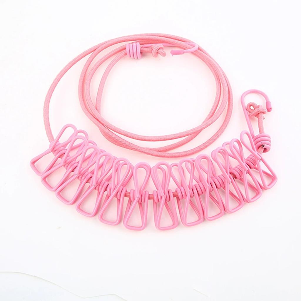 Outdoor Camping Travel Home Colourful 12 Clip Clothesline Self-driving Tour Portable Windproof Non-slip Sun Drying Rope