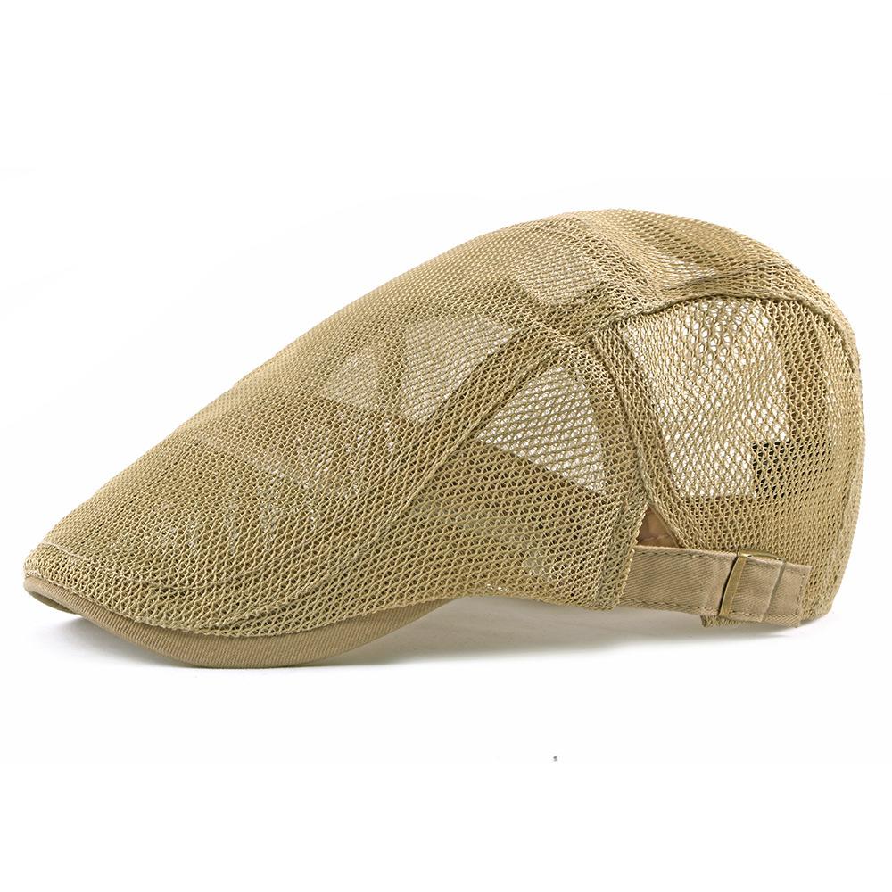 

Summer Mesh Beret Hat for Men Women Breathable Hollow Out Flat Cap Korean Style Casual Newsboy Cap Adjustable Cabbie Hat Sun Hat 56-60cm хаки