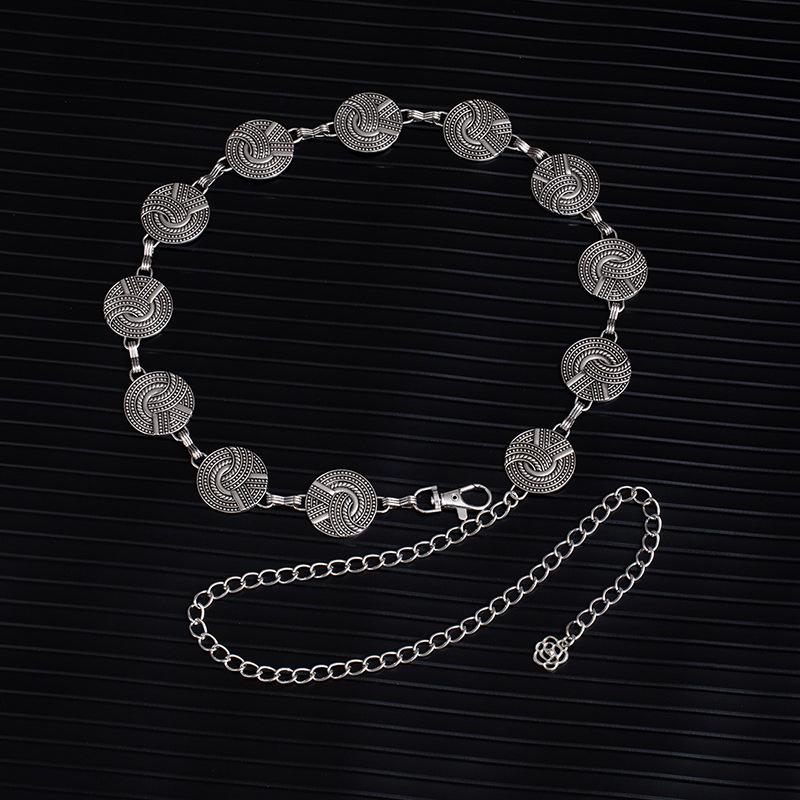 Adjustable Metal Disc Waist Chain Women'S Skirt Accessories Belt Versatile Sweater Chain Bohemian Skinny Waist Seal