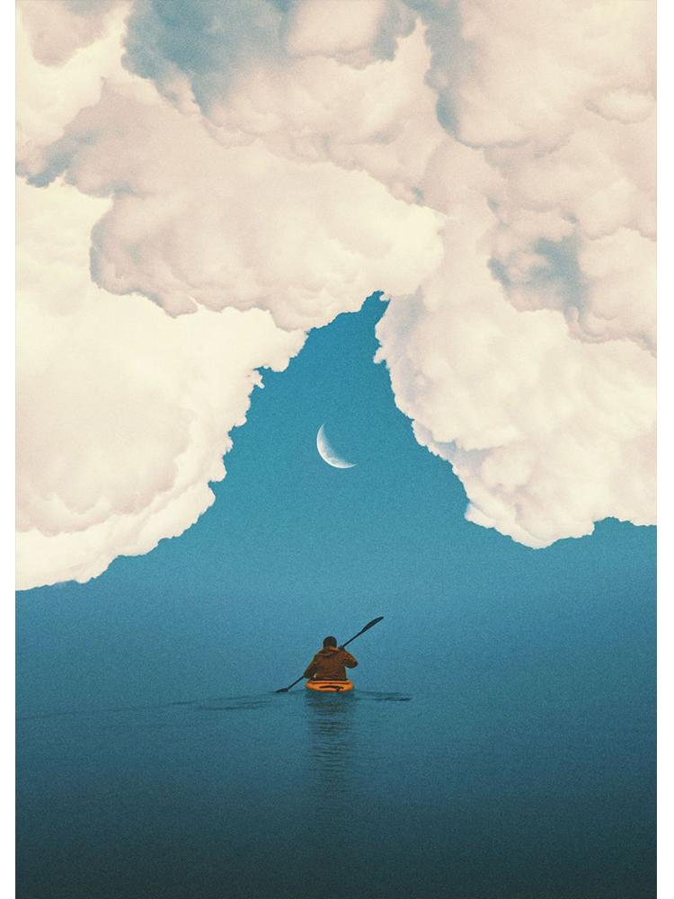 

Винтажные плакаты с изображением будущего, небо и облака, холст, картина, забавная настенная художественная картина для современной гостиной, украшение для дома 50x70cm No Frame