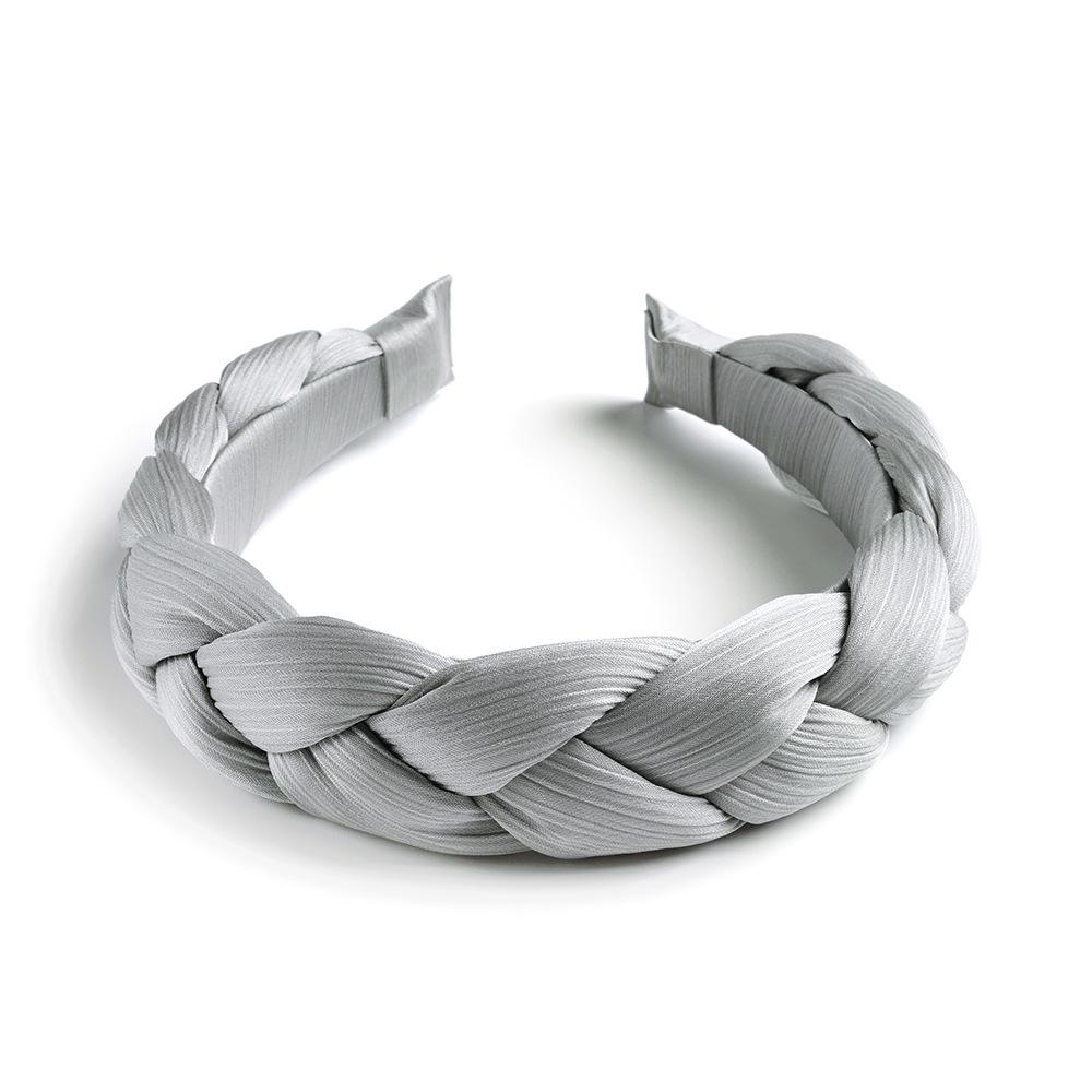 Simple Temperament Mesh Braid Headband Solid Color Knotted Weave Sweet Headband Girl Sponge Filled Hair Accessories