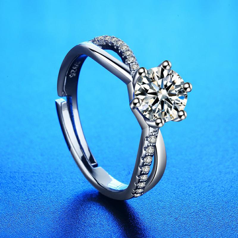 925 Silver Ring Heart AAA Zircon Open Adjustable Engagement For Women Wedding Fashion Jewelry Party Gifts