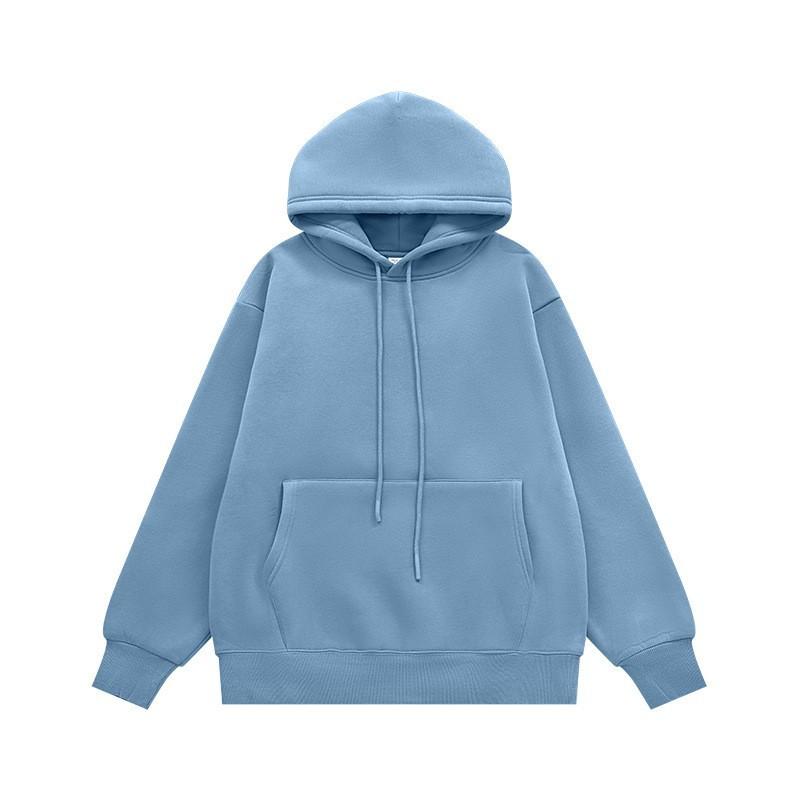 

2025 Осень и Зима Новая Толстовка с Капюшоном Однотонная Свободный Пуловер Топ S синий