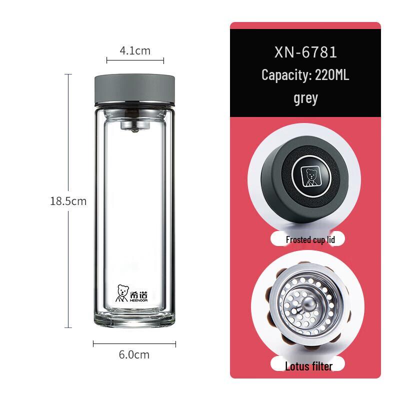 Heenoor XN-6781 Double Wall Borosilicate Glass Cup