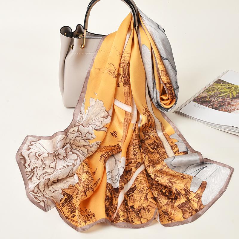 Sciarpa Lunga 100% Seta Donna Lusso Shawl in Raso di Seta Naturale Foulard Sottile Primaverile per Capelli Sciarpa da Collo in Vera Seta di Hangzhou