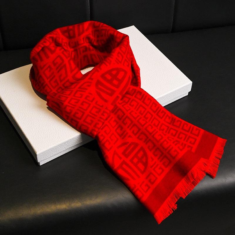 Will scarf women's warm winter elderly red blessing scarf grandma imitation cashmere mother shawl