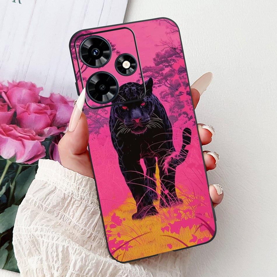 For Infinix Hot 30 Play 30i Hot30 4G Elegant Floral Cat Phone Case For Infinix Hot 30 30Play Hot30i Black Silicone Soft Cases