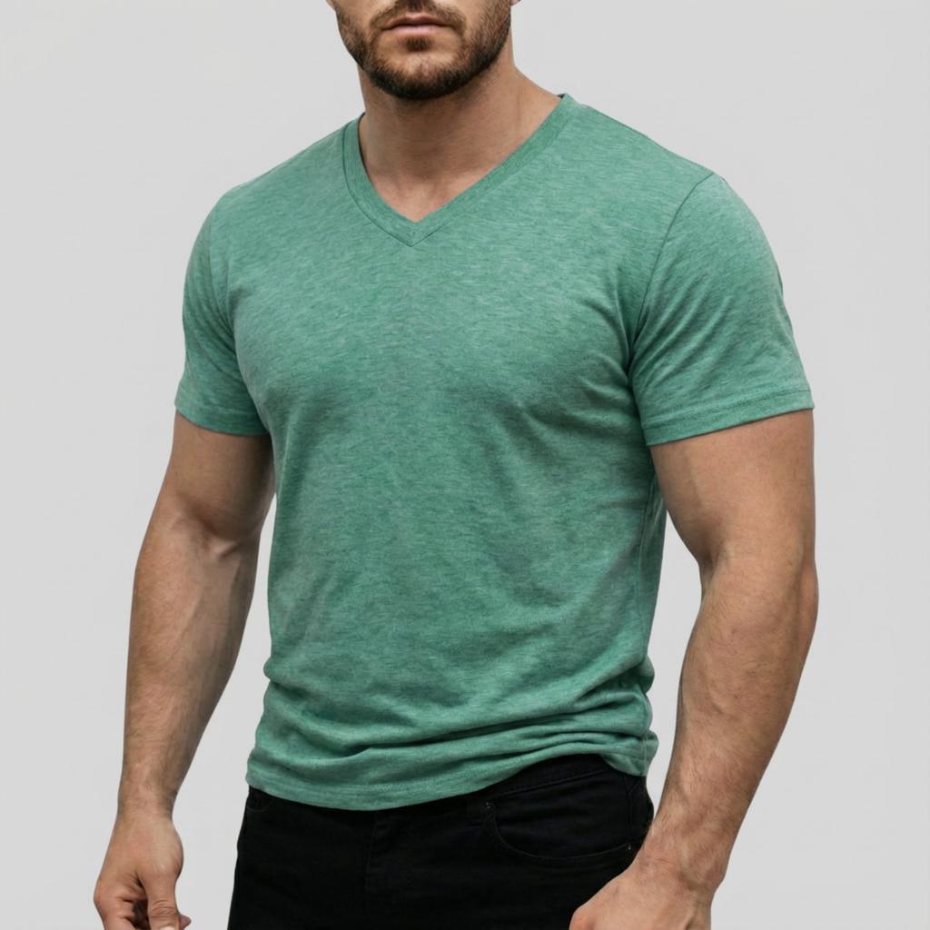 Herren Casual -farbig Elastisches Gewebe Kurzärmlig Rundhals Oberteil
