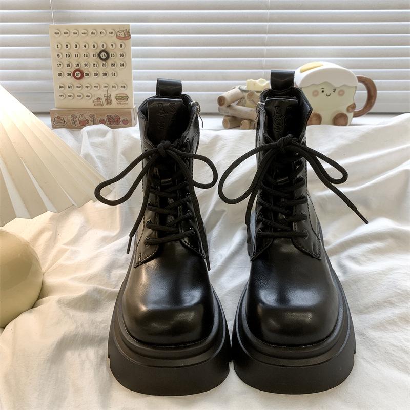 

Women s Brown Vintage Y2K Martin Boots - Spring/Autumn 2025 British Style, Height-Boosting Thick Sole Ankle Boots 39