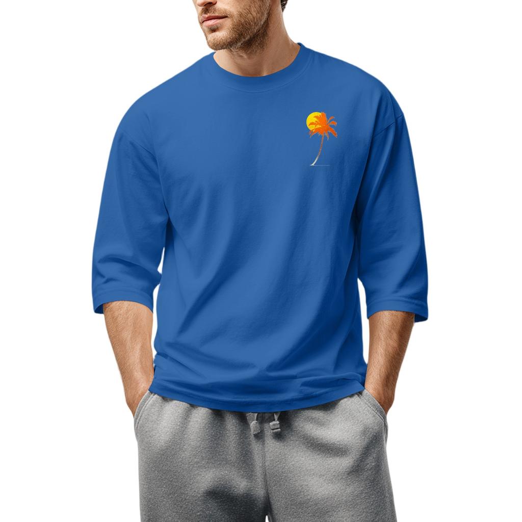 Men'S Round Neck Three-Quarters Sleeve Top Casual Fashion T-Shirt