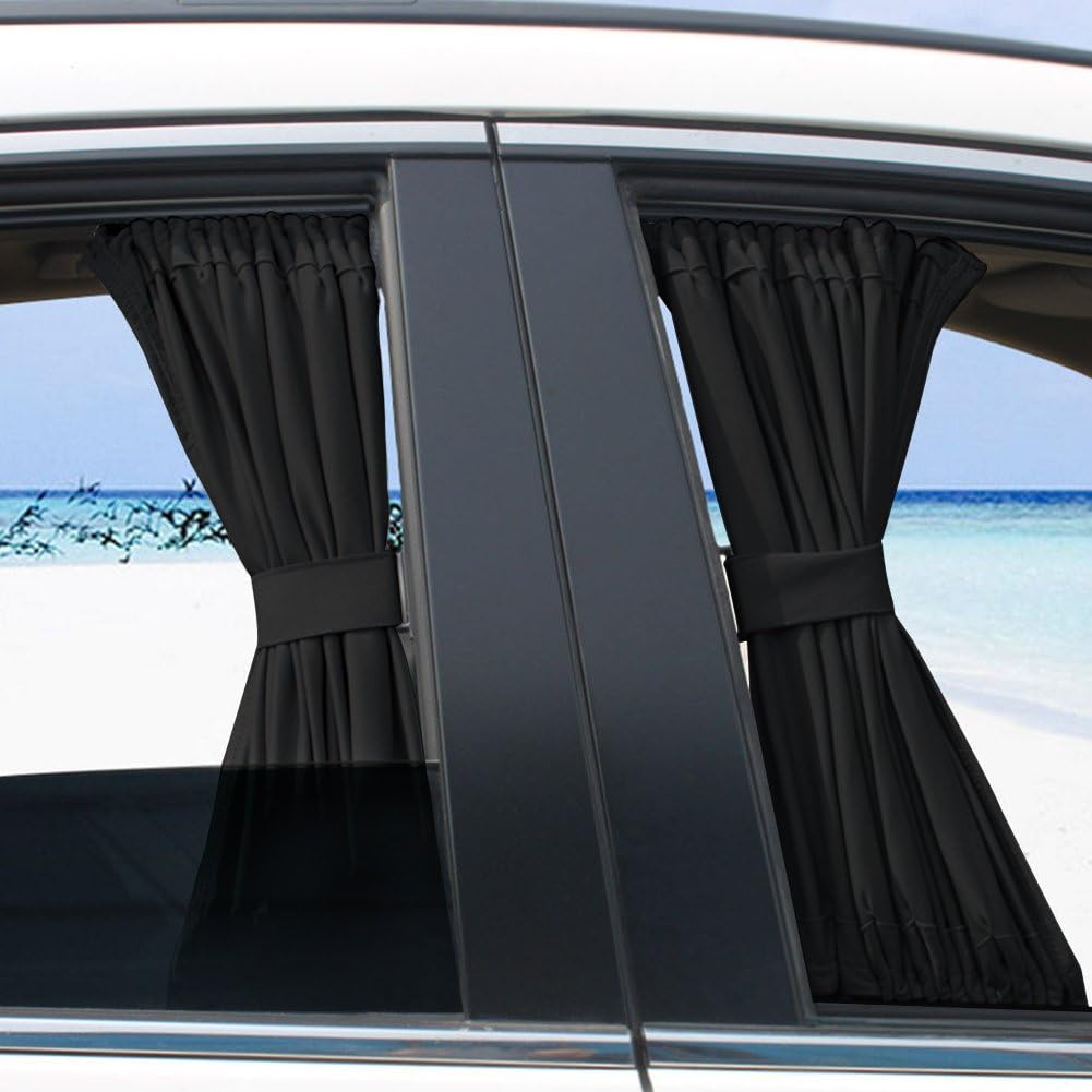 Car Curtain Sunshades, 2Pcs Foldable Sunshade for Side Window, Other Vehicle (Black)