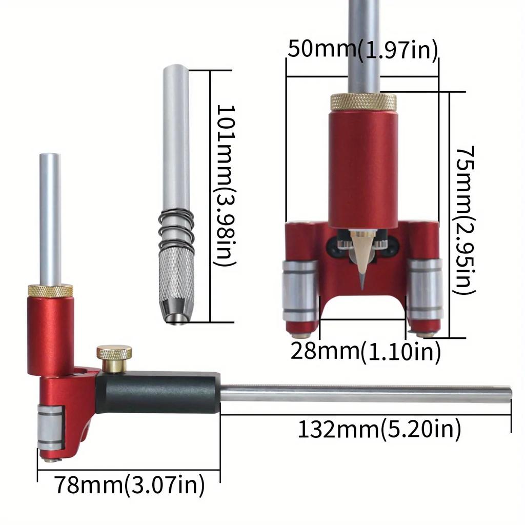 Woodworking Marking Gauge Straight Arc Curve Line Scriber Fine-tuning Parallel Drawing Line Ruler Automatic Line Drawing Tool
