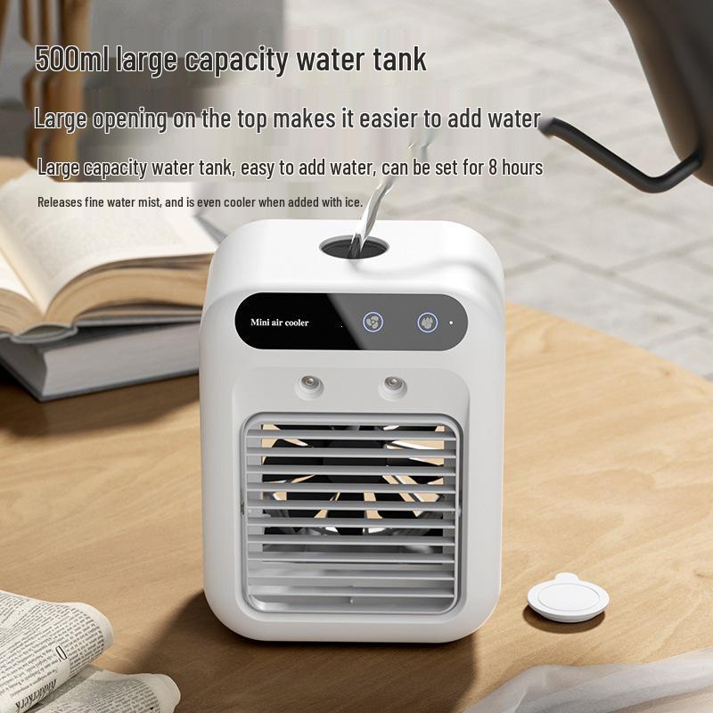 Portable Mini Desktop Cooling Fan - Mobile Air Conditioner for Dorm Rooms, Compact Cold Air Fan for Students