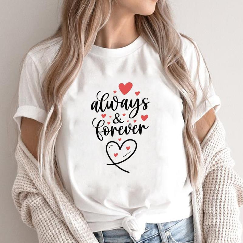 (Asian Size) love style trend Fashion Female Casual Clothing Graphic Tee Women's Top Print O-neck T Short Sleeve T-shirts