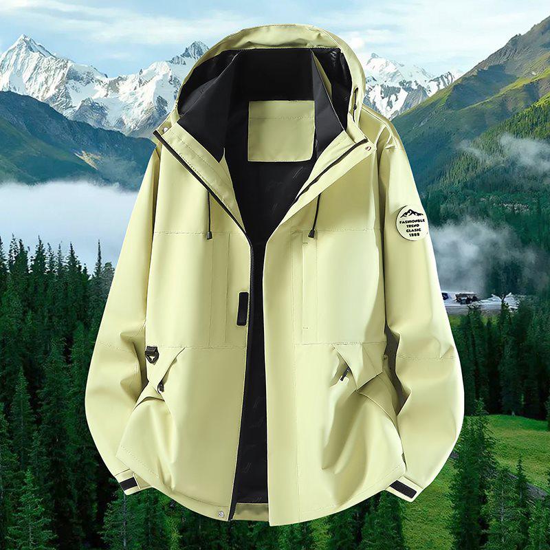 Spring Outdoor Sports Single-Breasted Casual Jacket - Versatile, Three-Proof, Solid Color Design for Couples