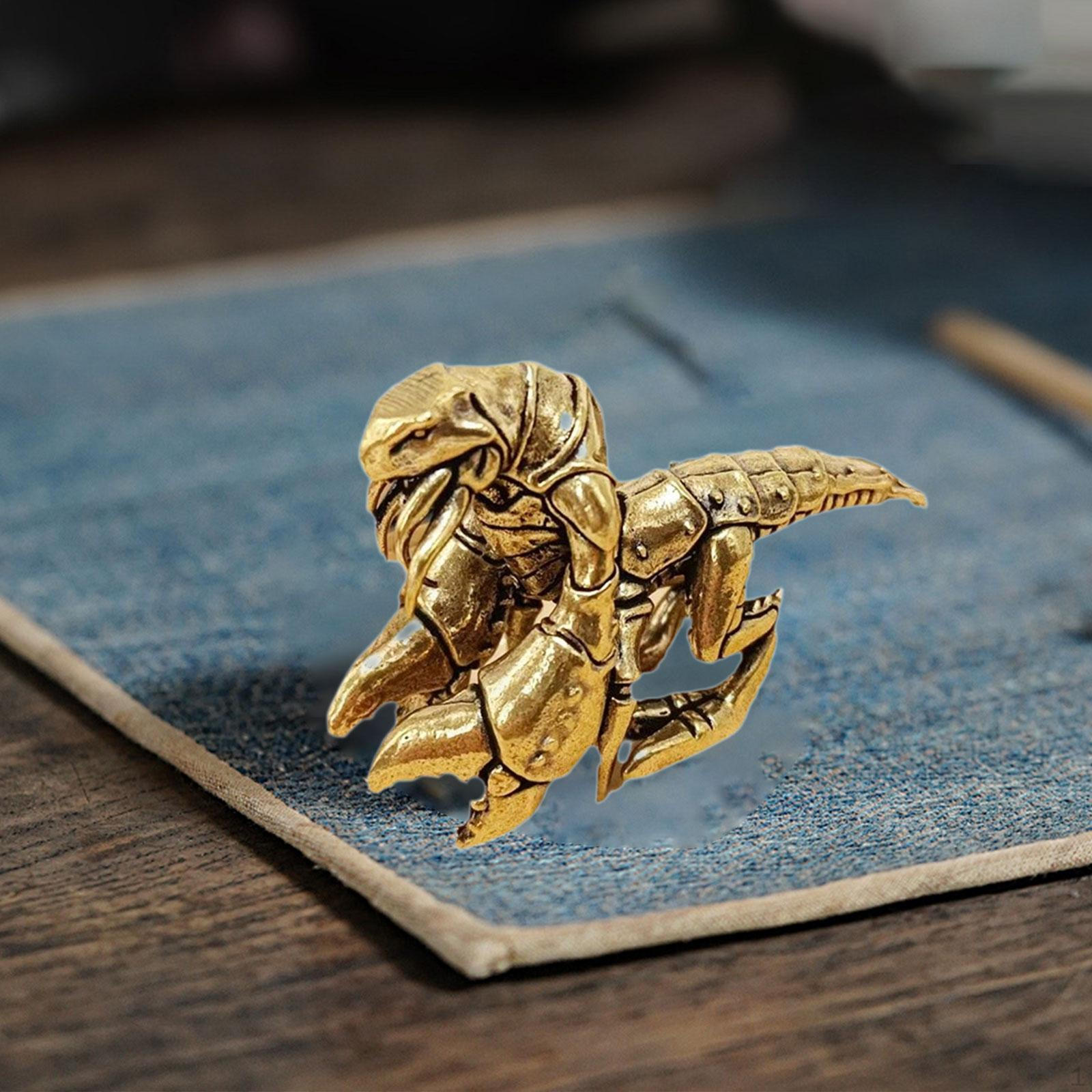 

Латунная фигурка креветки Миниатюрные фигурки Винтажный подарок Ремесла Украшение Чайный питомец Церемония для