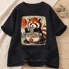 Red Raccoon Graphic Print Tshirts for Unisex Women Summer Casual Loose Fashion Streetwear Tops Crew Neck Short Sleeve Tshirts