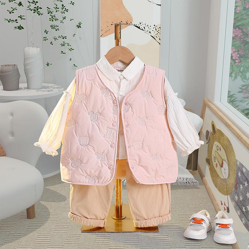 2025 Herbst/Winter Mädchen Baumwollanzug mit Fleecefutter: Modischer, verdickter Mantel für kleine und mittlere Kinder mit super niedlichem Baumwollfutter