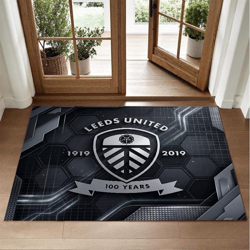 Leeds United Football Design Crystal Velvet Rug Soft Decorative Mat for Bedroom Entrance