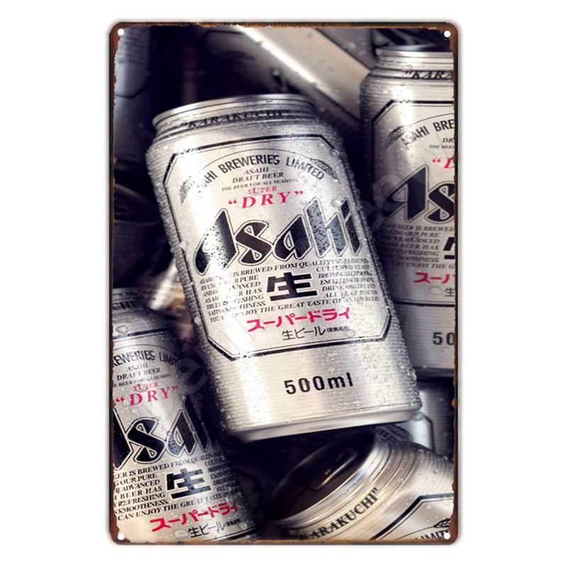 Vintage japonský plechový cedule na pivo Nástěnná umělecká dekorace Plakát Cedule na světlé pivo pro kuchyň bar klub domácí dekorace Kovová billboard