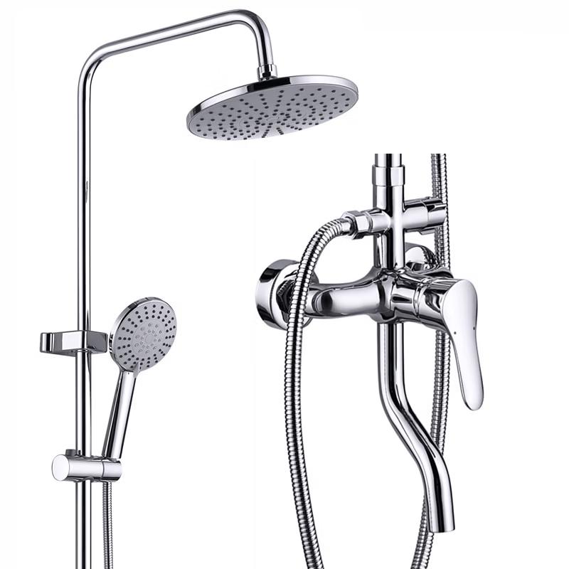 Wall-Mounted Round Shower System with Copper Faucet