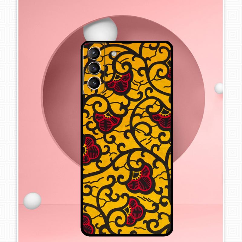 African Wax Pattern Fabric Case For Samsung Galaxy S25 Ultra S20 S21 S22 S23 S24 Plus S9 S10 S24 FE S25 FE Cover Funda