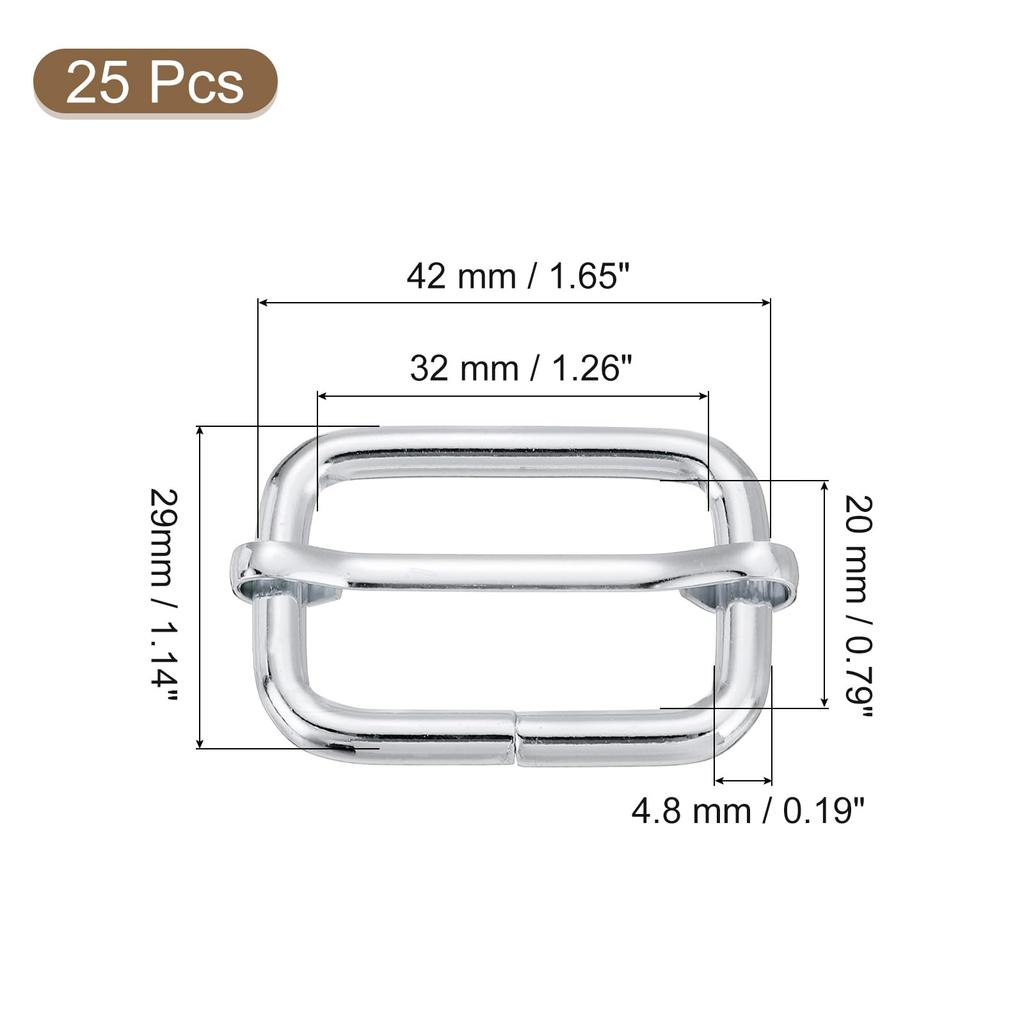 25 Adet Metal Kaydırmalı Toka 1 Metal Çinko Alaşım Ayarlanabilir Tokalar Sırt Çantası ve Çanta Kayışları İçin Düz Kaydırmalı Kayış Tokaları Beyaz [uxcell] 1/4"