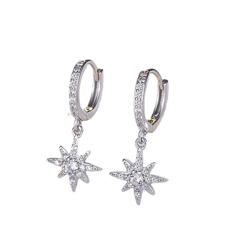 Mit Diamanten besetzte Zirkon-Stern-Ohrring-Schnallen
