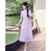 Elegant New Chinese Style Jacquard Short Sleeve Midi Dress