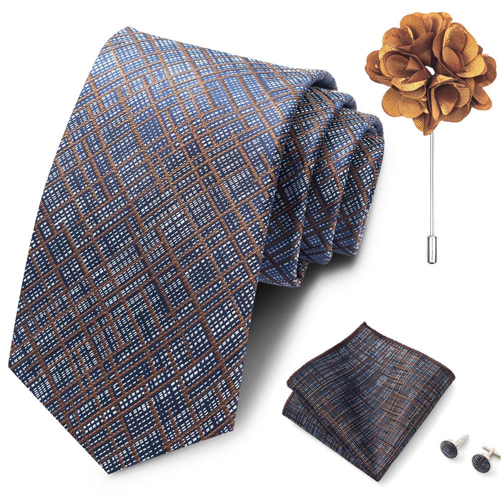 Men's Formal Tie, Pocket Square, Cufflinks & Brooch Set.