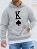 King of Spades Print Hoodie, Cool Hoodies for Men, Men's Casual Graphic Design Pullover Hooded Sweatshirt with Kangaroo Pocket