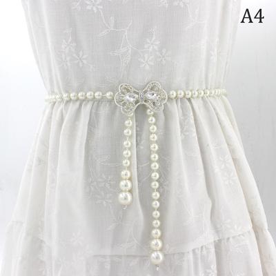 Sweet Bowknot Dress Pearl Waist Chain  Belts For Women Waist Chain