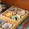 Creative Nine-square Grid Tray Hot Pot Side Dish Plate Divider Tray Bamboo Snack PlatePlatter Wooden Box Saucer Tray