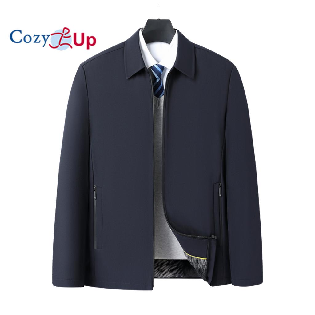 Cozy Up Men’s Jacket Casual Thickening Water Resistant Microfiber Windbreaker Golf Plush Coat