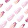 24Pcs/Set Quick Nails Purple Glitter French False Nials Sticker Wearable Waterproof Manicure Finished Nails
