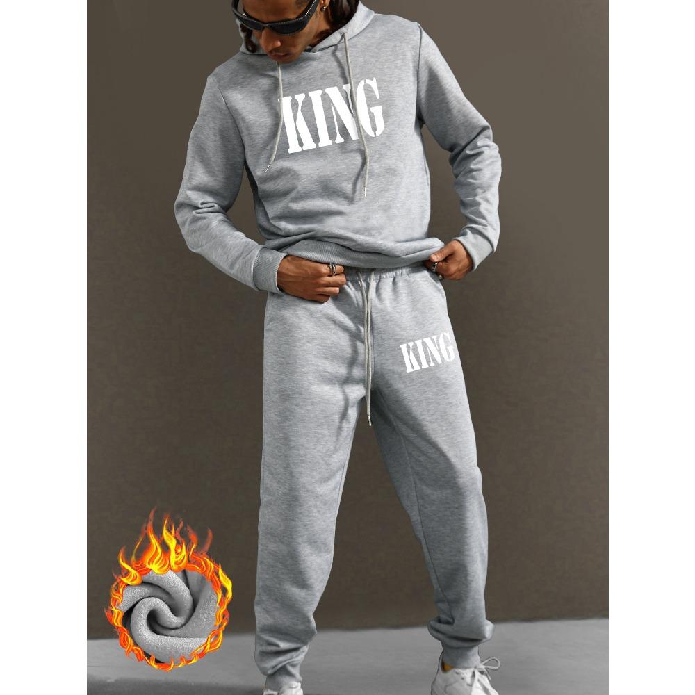 

Мужской спортивный костюм с капюшоном, повседневная спортивная одежда, зимний теплый худи и брюки с карманами XXXL