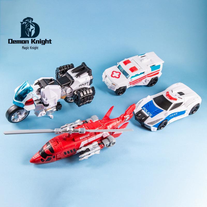 DK Magic Knight Amplified Guardian God Fire Truck Helicopter & Ambulance Combo Toy