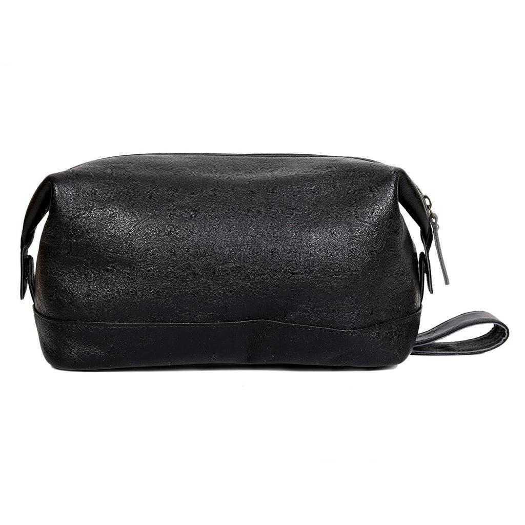 Nová kožená hnědá kosmetická taška unisex cestovní toaletní kosmetická taštička holicí sada pro muže a ženy (Černá)