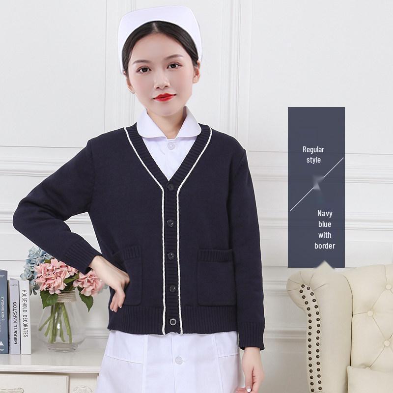 

Женский темно-синий утолщенный флисовый кардиган-свитер Nurse Plus для осени и зимы Extra Large