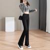 2024 Women's High-Waisted Black Micro-Flare Jeans - Slimming, Petite, Elastic Bell Bottoms with Raw Hem
