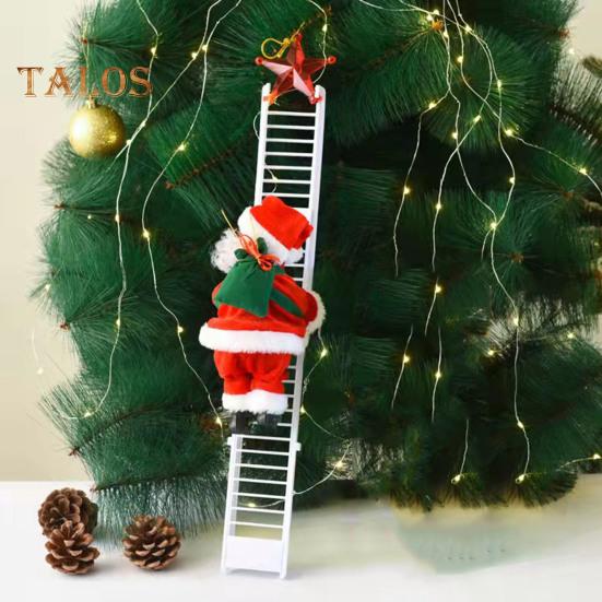 Weihnachtsmann mit Musikalischer Puppe, Weihnachtsmann, Kletterleiter, Perlen, Hängedekoration, elektrisches Kinderspielzeug für Weihnachtsbaum, Hochzeitsfeier