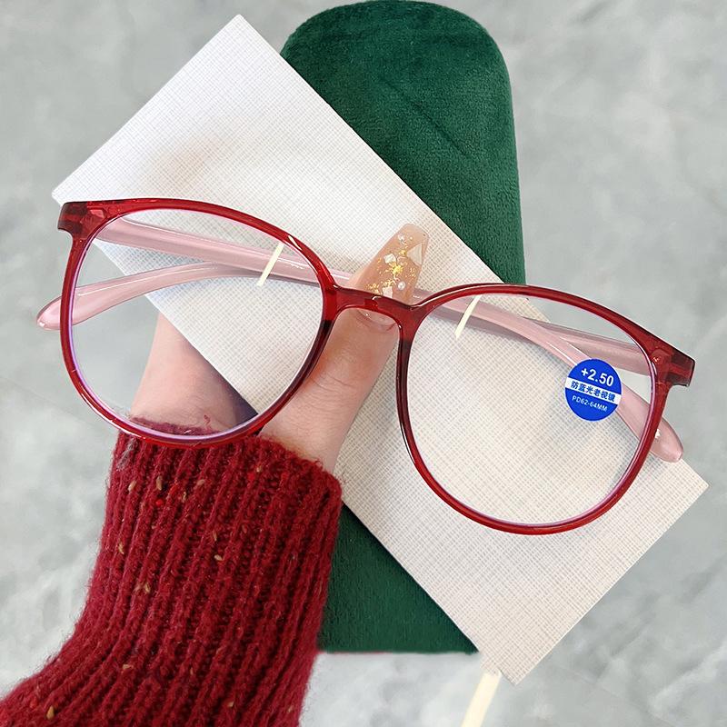 Round Reading Glasses Women Anti Blue Light Farsighted Eyeglasses Anti Fatigue Hyperopia Prescription Glasses Diopter