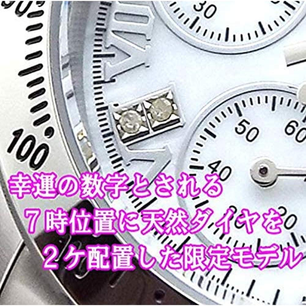 ANNE CLARK Ladies Chronograph Wristwatch Japan Movement White Shell Dial All-Stainless Steel Happy 7th Diamond Points