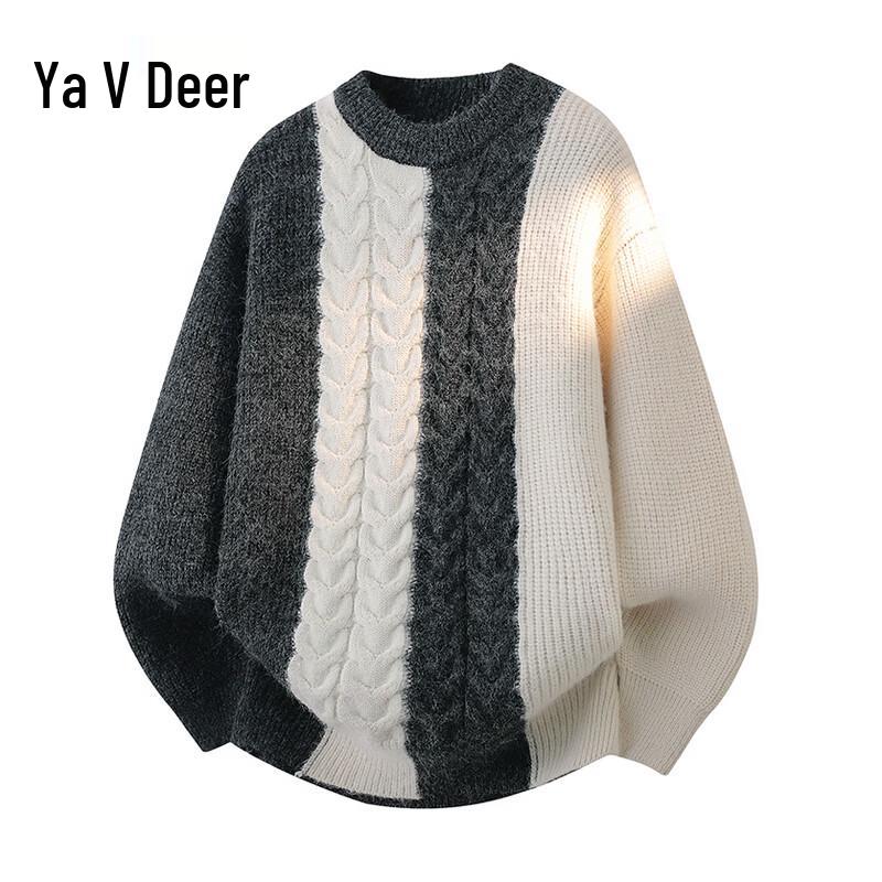 Yalu Men s 2025 Autumn/Winter Color Block Loose Knit Sweater XL