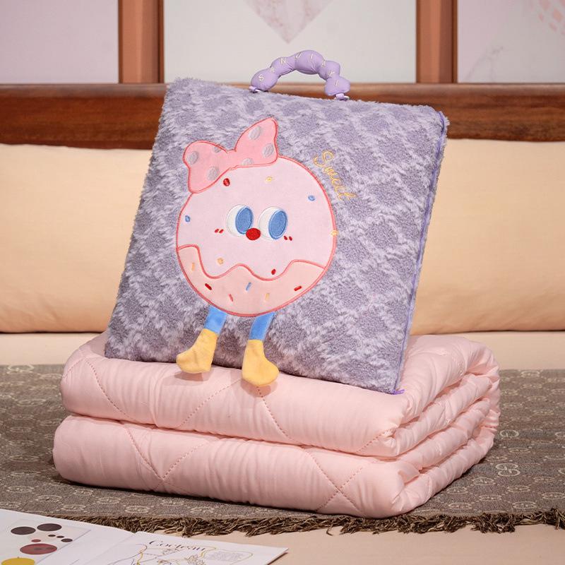 Creative and Fashionable Pillow Quilt Blanket Two-in-one Two-dimensional Wash Cotton Nap Air Conditioner Pillow Embroidered Plush Head Cushion