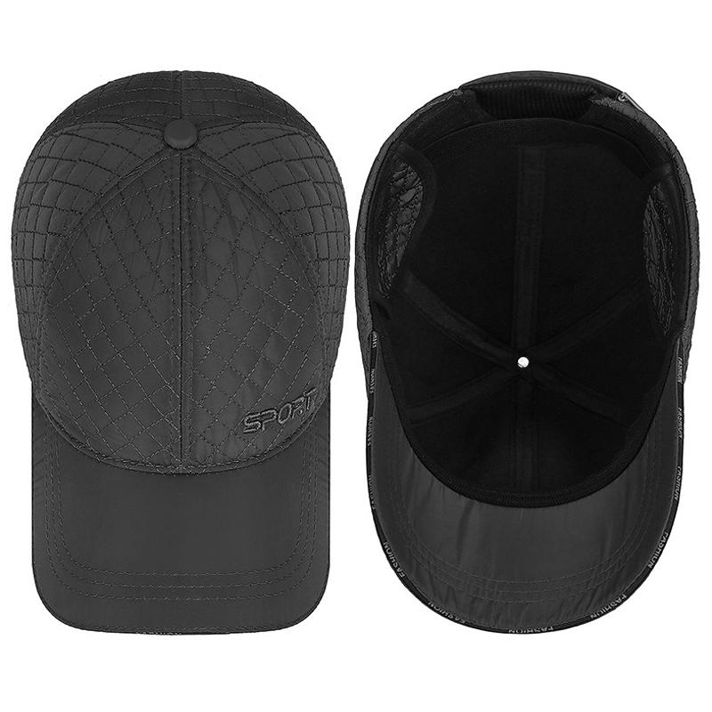 Men's Winter Thick Baseball Cap Embroidered Coldproof Ear Protectors Outdoor Warm Cap