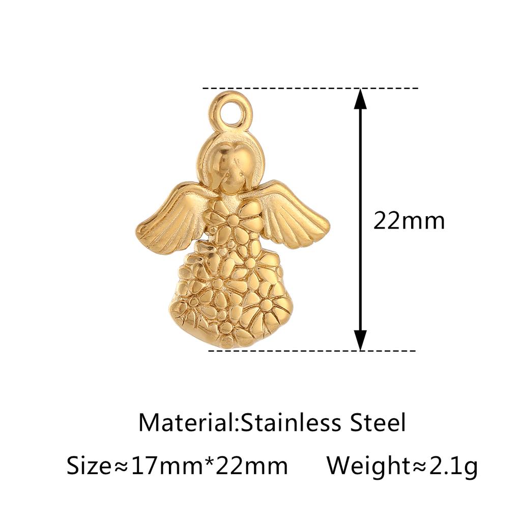 3Pcs Bowknot/Angel/Four Leaf Clover/Flower Charm Stainless Steel Pendant DIY Handmade Craft Necklace Bracelet Jewelry Making