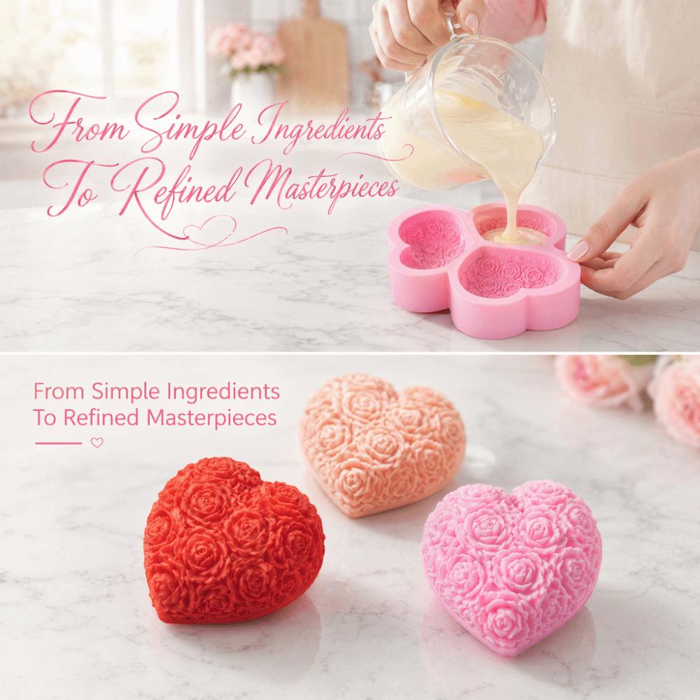 Silikonmaterial Herzförmige Form 3-Kammer Schokoladenform Kuchenform Kuchen Dekoration