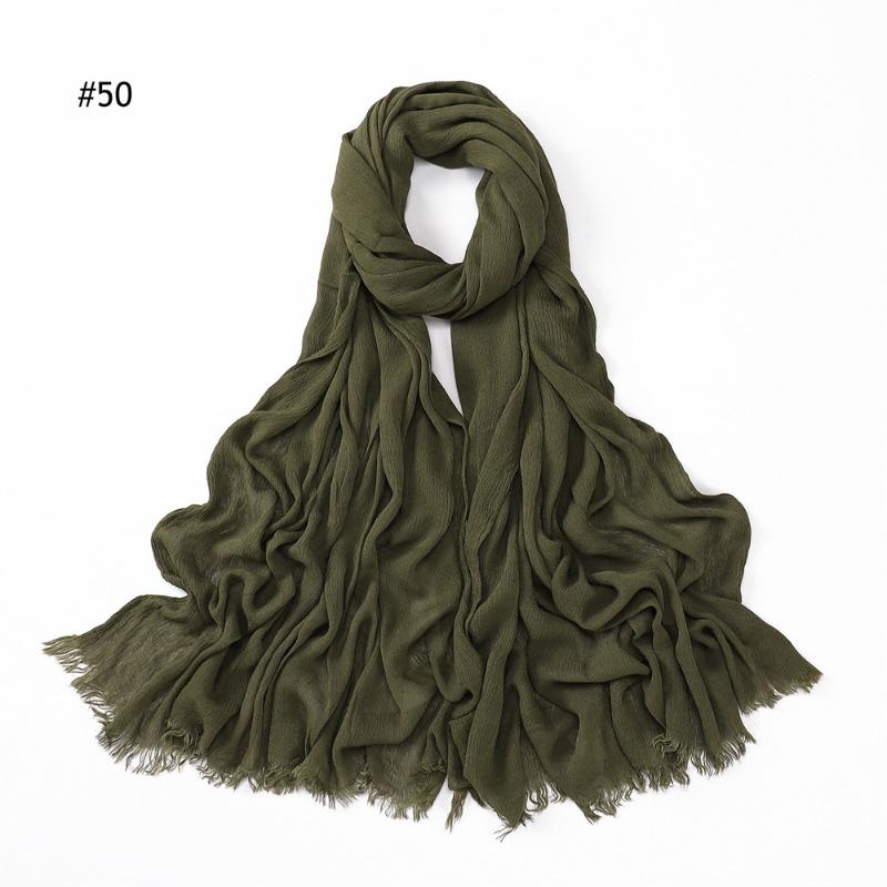 % Rayon Pleated Solid Color Human Cotton Two-end Beard Bag Headscarf Female, New Breathable Soft Scarf