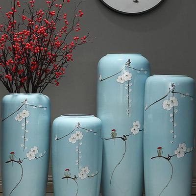 Jarrón de Cerámica de Piso Retro Grande para Arreglos Creativos de Flores Secas en la Sala de Estar